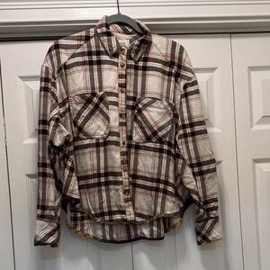 BDG Plaid Button Down Shirt - Black and Brown
